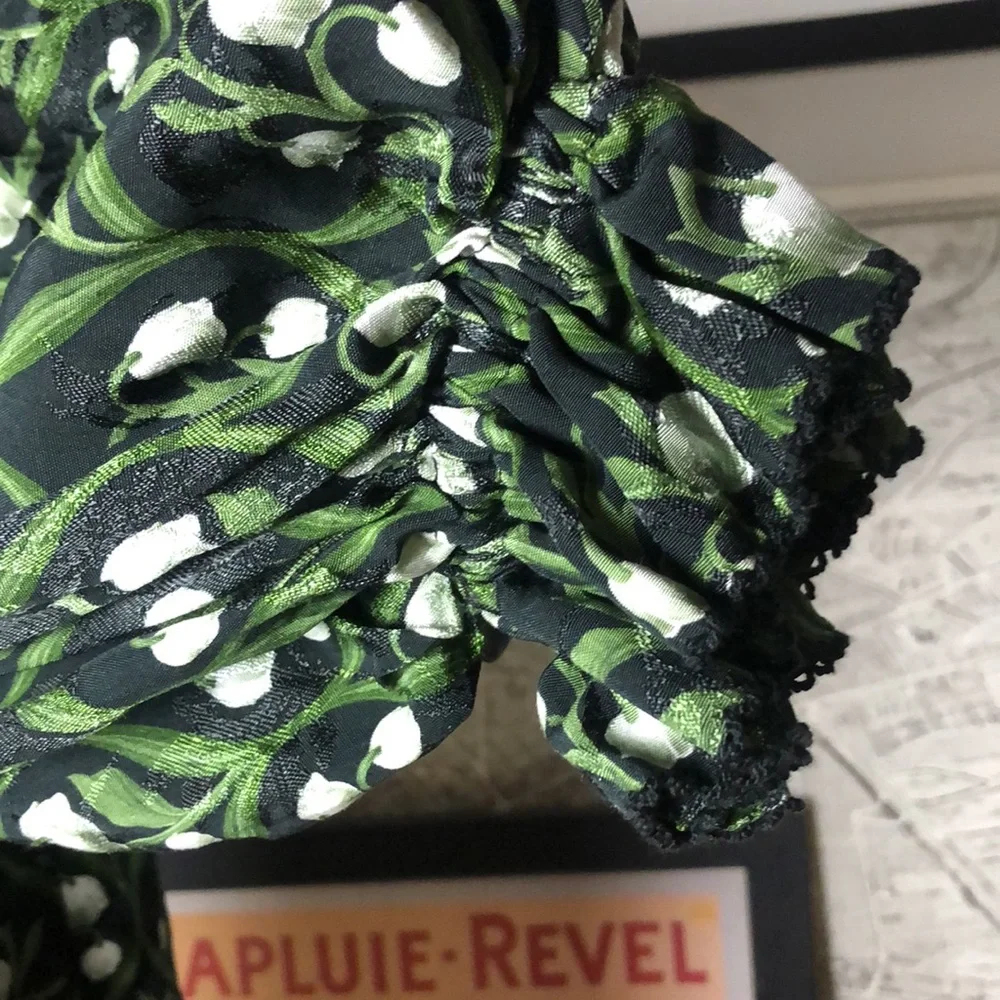 AGUA BY AGUA BENDITA Floral Off-Shoulder Top - Black and Green Size M - Picture 9 of 12